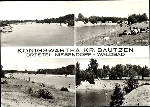 Ak Niesendorf Königswartha in der Oberlausitz, Waldbad