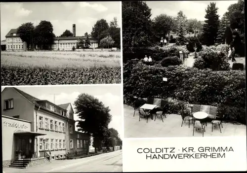 Ak Colditz in Sachsen, Handwerkerheim, Außenansicht, Garten