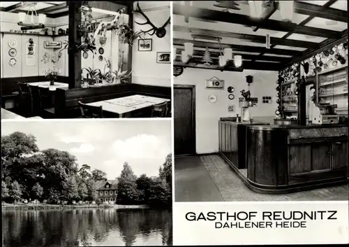 Ak Reudnitz Cavertitz, Gasthof, Innenansicht, Bartheke, Dahlener Heide