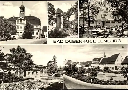 Ak Bad Düben an der Mulde Sachsen, Rathaus, Burg mit Heimatmuseum, Kulturhaus, Eisenmoorbad