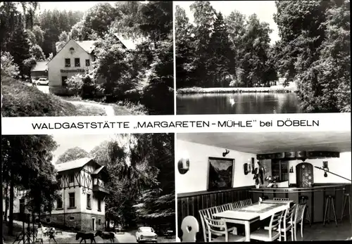 Ak Döbeln in Sachsen, Waldgaststätte Margareten Mühle, Innen und Außen