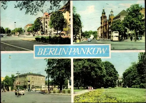 Ak Berlin Pankow, U-Bahneingang Vinetastraße, Breite Straße mit Rathaus, Bürgerpark