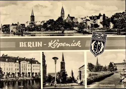 Wappen Ak Berlin Köpenick, Altstadt, Schloss, Blick zum Rathaus, Dampferanlegestelle
