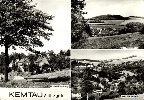Ak Kemtau Burkhardtsdorf im Erzgebirge, Ortsteil Eibenberg, Geiersberg, Ortsblick