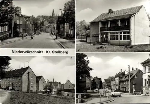 Ak Niederwürschnitz Erzgebirge Sachsen, Stollberger Str, Arztpraxis, AWG Siedlung, E.-Thälmann-Str.