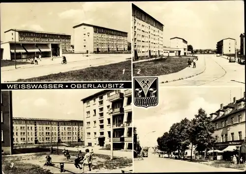 Ak Weißwasser in der Oberlausitz, Muskauer Straße, Humboldtstraße, Gutenbergstraße, Spielplatz