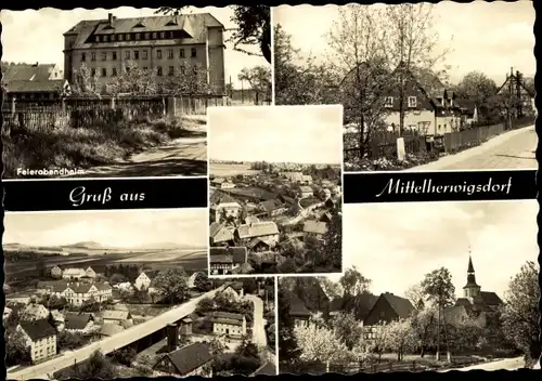 Ak Mittelherwigsdorf in der Oberlausitz, Feierabendheim, Straßenpartien, Teilansicht