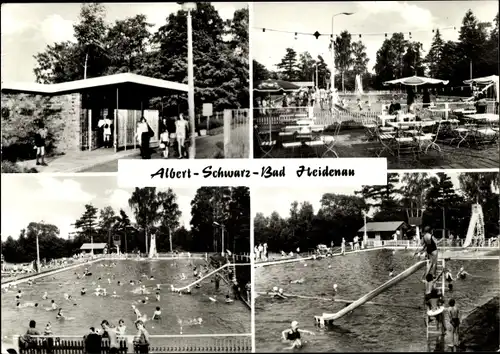 Ak Heidenau in Sachsen, Albert-Schwarz-Bad, Rutsche, Eingang, Schwimmbassin