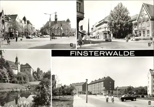 Ak Finsterwalde, Am Markt, Thälmannstraße, Postamt, Schloss, Otto Nuschke Straße