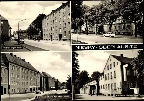 Ak Niesky in der Oberlausitz, Rathaus, Friedrich Engels Straße, Kulturhaus Herbert Balzer