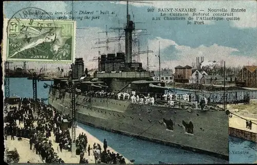 Ak Französisches Kriegsschiff, Nouvelle Entrée, Le Cuirassé Diderot