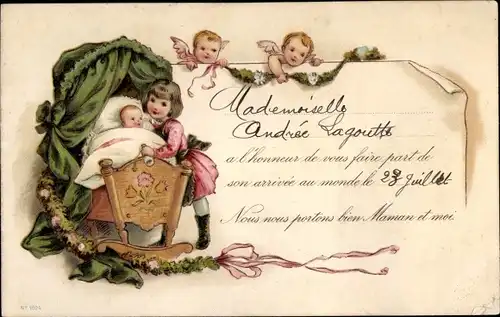 Präge Litho Geburt, A l'honneur de vous faire part de son arrivee au monde