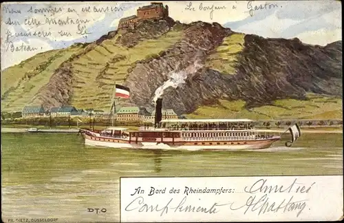 Künstler Ak Dampfer der Rhein Dampfschifffahrt Kölnische und Düsseldorfer Gesellschaft