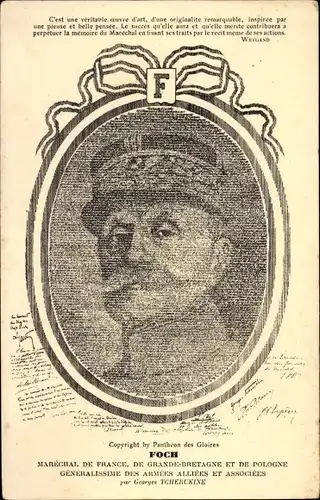 Künstler Ak Tcherukine, Marechal Ferdinand Foch, Portrait