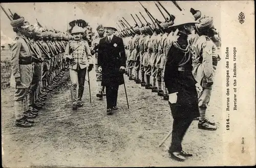 Ak Revue des troupes des Indes, Review of the Indian troops, 1914
