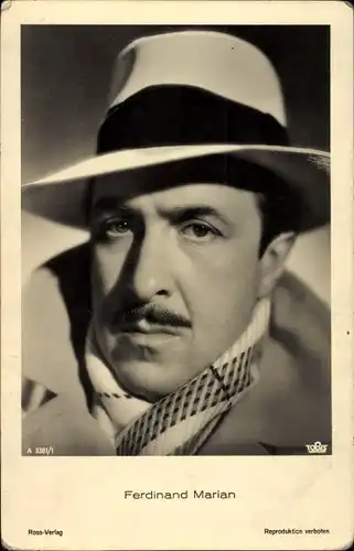 Ak Schauspieler Ferdinand Marian, Portrait, Hut, Ross Verlag A 3381/1
