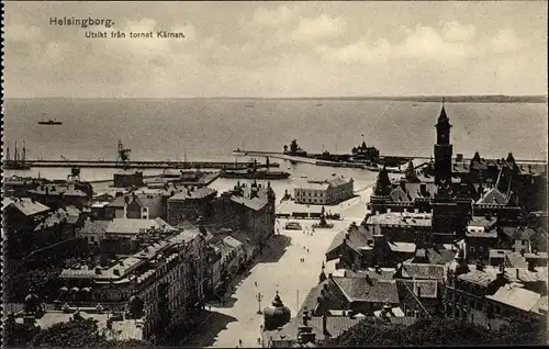 Ak Helsingborg Schweden, Utsikt fran tornet Kärnan, Stadtansicht