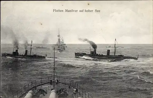 Ak Deutsche Kriegsschiffe, Flottenmanöver auf hoher See