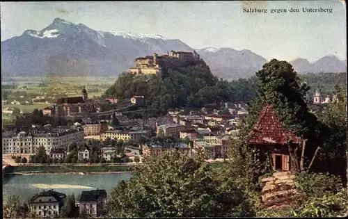 Ak Salzburg in Österreich, Stadt gegen den Untersberg