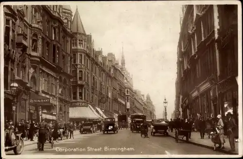 Ak Birmingham West Midlands England, Corporation Street