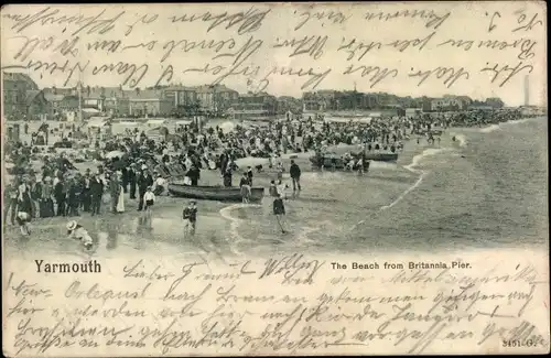 Ak Great Yarmouth Norfolk England, The Beach from Britannia Pier