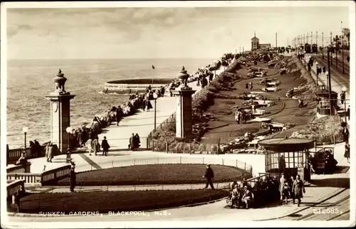 Ak Blackpool Lancashire England, Sunken Gardens