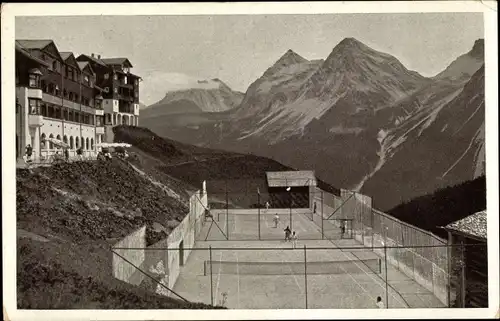 Ak Arosa Kanton Graubünden Schweiz, Hotel Arosa Kulm, Tennisplatz