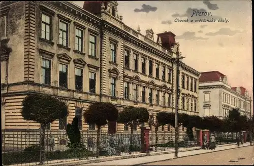 Ak Přerov Prerau Region Olmütz, Obecne a meslanske skoly