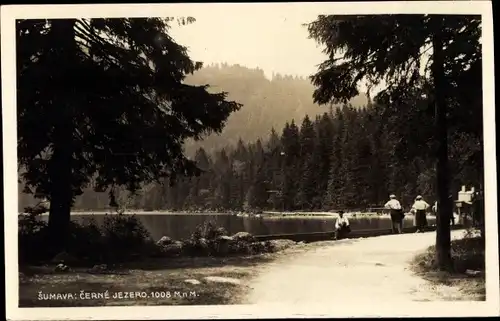 Foto Ak Železná Ruda Markt Eisenstein Region Pilsen, Černé jezero, Schwarzer See im Böhmerwald