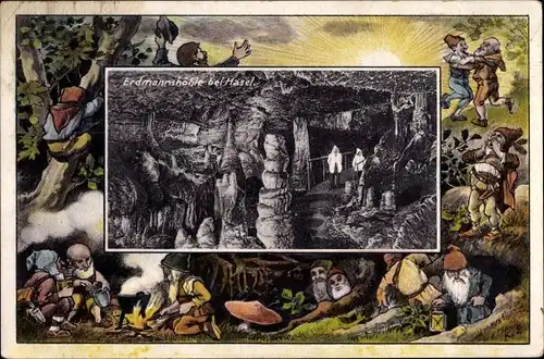 Ak Hasel in Baden, Erdmannshöhle, Zwerge