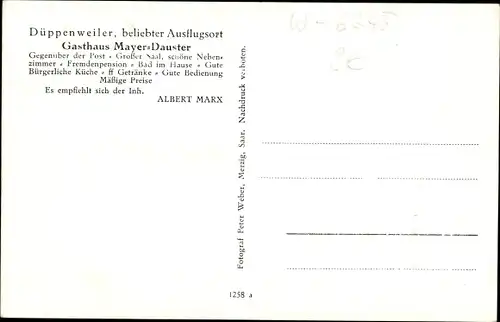 Ak Düppenweiler Beckingen im Saarland, Panorama vom Ort, Gasthaus Mayer-Dauster, Saal