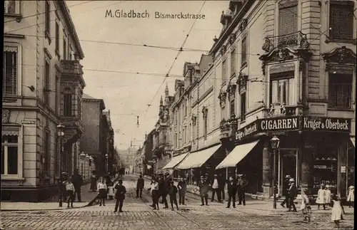 Ak Mönchengladbach am Niederrhein, Bismarckstraße, Cigarren Geschäft Krüger Oberbeck