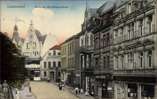 Ak Lüdenscheid im Märkischen Kreis, Kirchplatz mit Wilhelm Straße