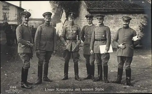 Ak Kronprinz Wilhelm von Preußen, Mit seinem Stabe