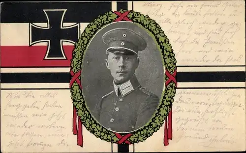 Passepartout Ak Kronprinz Wilhelm von Preußen, Portrait in Uniform