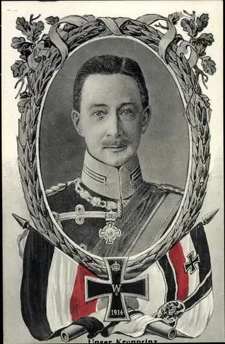 Passepartout Ak Kronprinz Wilhelm von Preußen, Portrait, Eisernes Kreuz