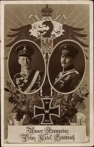 Passepartout Ak Kronprinz Wilhelm von Preußen, Eitel Friedrich, Eisernes Kreuz