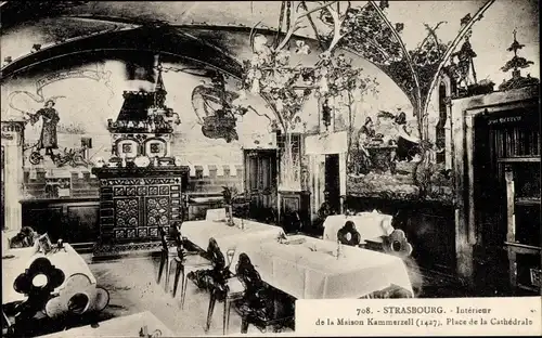 Ak Strasbourg Straßburg Elsass Bas Rhin, Maison Kammerzell, Interieur