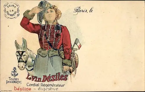 Litho Paris, Le Vin Désiles, Désiline, Cordial Regenerateur digestive