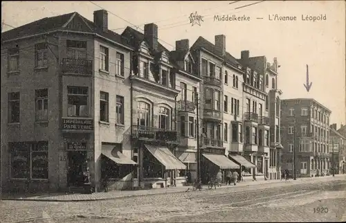 Ak Middelkerke Westflandern, L'Avenue Leopold, Papeterie