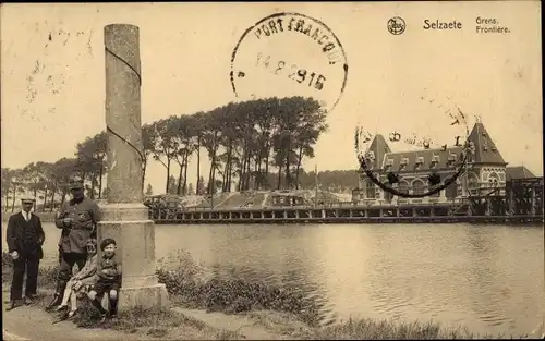 Ak Selzaete Zelzate Ostflandern Belgien, Grens, Grenze, Flusspartie