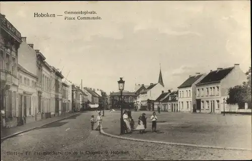 Ak Hoboken Antwerpen Flandern, Place Communale