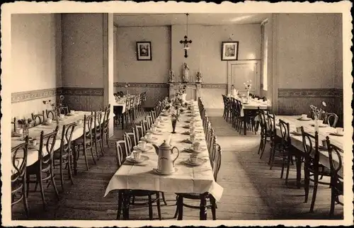 Ak Heusden Zolder Flandern Limburg, Kostschool der Ursulinen, Eetzaal, Innenansicht