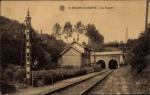 Ak Braine le Comte Wallonien Hennegau, Le Tunnel, Bahnschienen