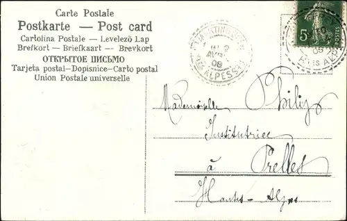 Präge Ak 1.April, Ier Avril, Blumen, Fisch mit Umschlag, Souvenir