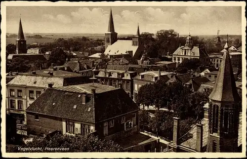 Ak Heerenveen Friesland Niederlande, Teilansicht, Vogelvlucht