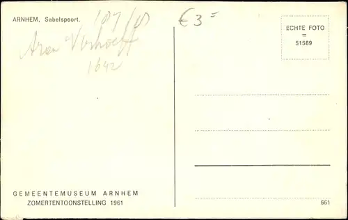 Ak Arnhem Gelderland Niederlande, Sabelspoort