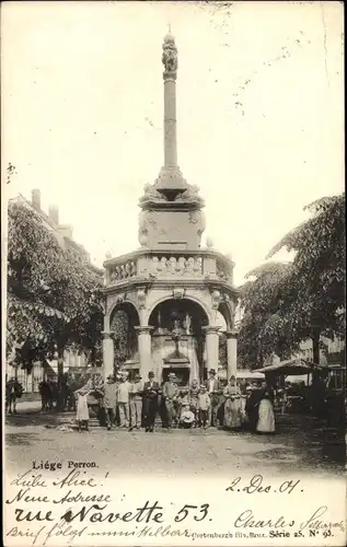 Ak Liège Lüttich Wallonien, Perron, Brunnen, Denkmal