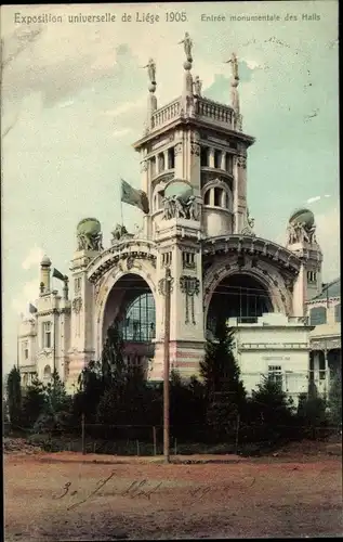 Ak Liège Lüttich Wallonien, Exposition universelle de 1905, Entree monumentale des Halls