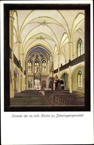 Ak Johanngeorgenstadt im Erzgebirge Sachsen, Inneres der Ev. luth. Kirche
